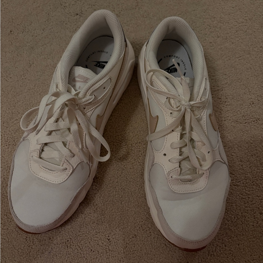Nike Air Max White and Tan Sneakers